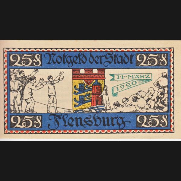 Flensburg, Stadt Notgeld, Notgeldschein 1920, 0003 25 Pf. Spruchband 14, Marz 1920 (1).jpg Quadratbild