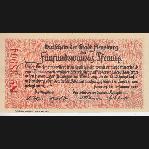 Flensburg, Stadt Notgeld, Notgeldschein 1920, 0003 25 Pf. Spruchband 14, Marz 1920 (2).jpg Quadratbild