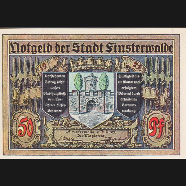 Finsterwalde, Stadt Notgeld, Notgeldschein 1921, 50 Pfennig (2).jpg Quadratbild