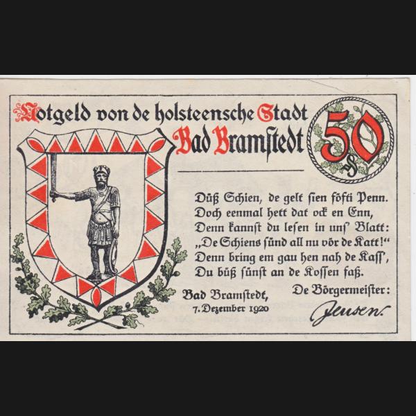 Bad Bramstedt, Stadt Notgeld, Notgeldschein 1920, 50 Pfennig (2).jpg Quadratbild