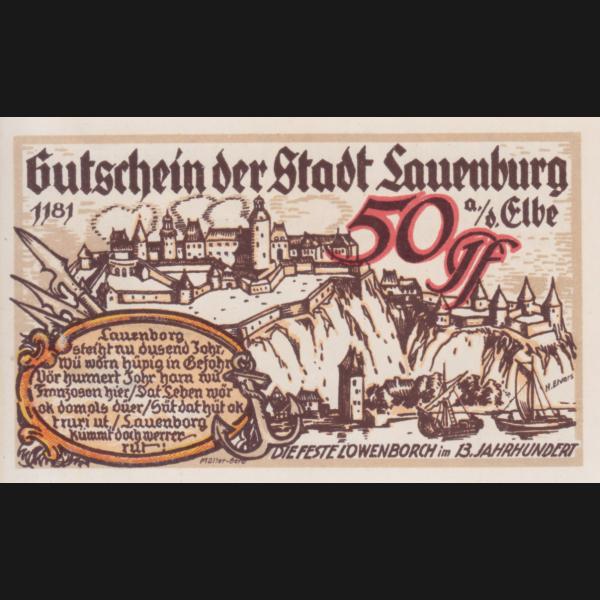 Lauenburg Stadt, Notgeld, Notgeldschein Sparkasse 50 Pfennig (2).jpg Quadratbild