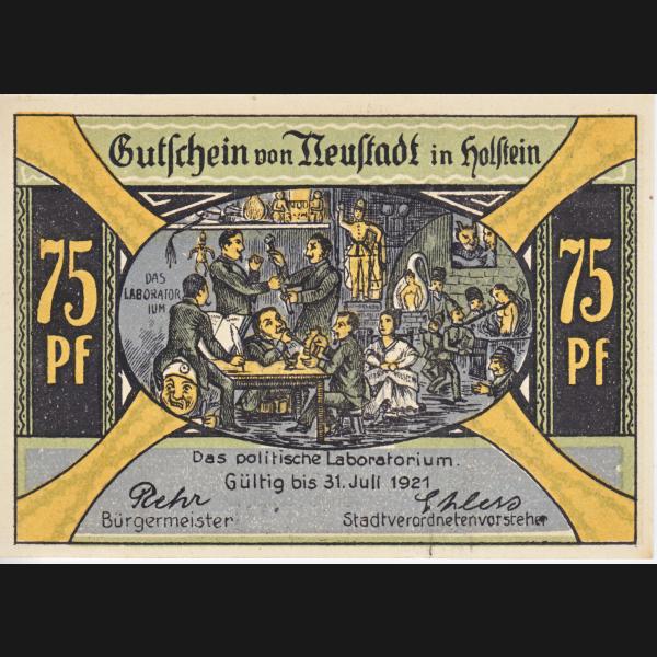 Neustadt in Holstein, Stadt Notgeld, Notgeldschein 1921, 75 Pfennig Hafen (2).jpg Quadratbild