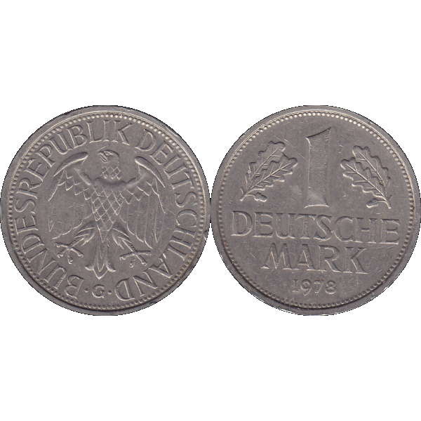 Eine 1 DM Deutsche Mark, 1978 Mzz. G für Karlsruhe (9).png Quadratbild