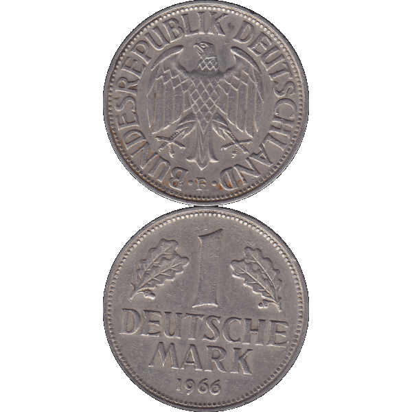 Eine 1 DM Deutsche Mark, 1966 Mzz. F für Stuttgart (10).png Quadratbild