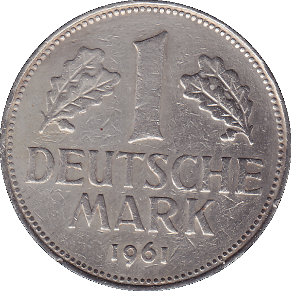 Eine 1 DM Deutsche Mark, 1961 Mzz. G für Karlsruhe (8).png Quadratbild