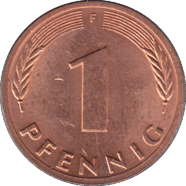 Ein - 1 Pfennig 1978, 1970er Jahre Mzz. F für Stuttgart (8).png Quadratbild