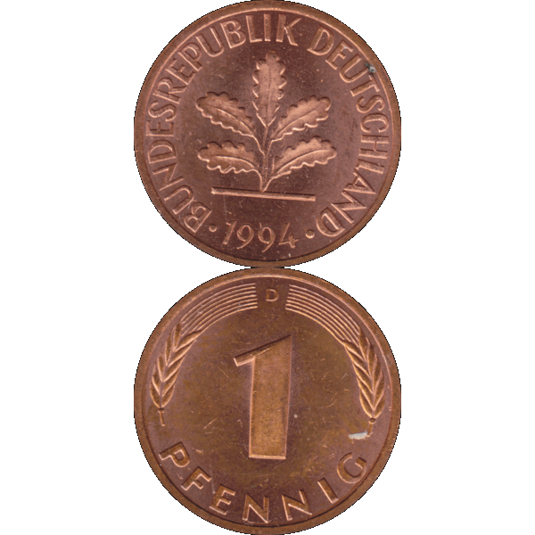Ein - 1 Pfennig 1994 Mzz. D für München (10).png Quadratbild