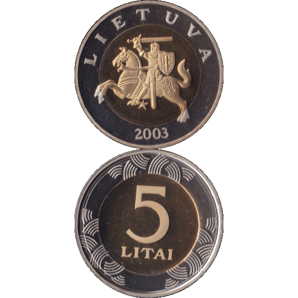 Münze aus Litauen 5 Litai 2003, aus KMS, Stempelglanz (10).png Quadratbild