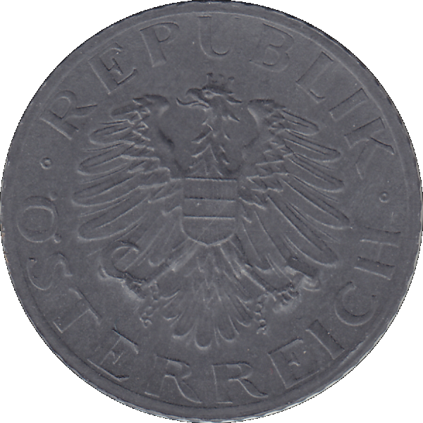 Münze aus Österreich 5 Groschen 1974, Farbe-Color Vorderseite.png Quadratbild
