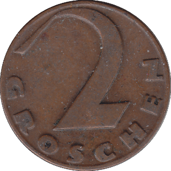 Münze aus Österreich 2 Zwei Groschen 1926, Krückenkreuz Farbe-Color, Rückseite mit Wert.png Quadratbild