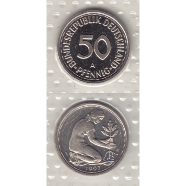 BRD-Deutschland A für Berlin 1997, 50 Deutsche Pfennige, RS+VS vertikal Farbe.png Quadratbild