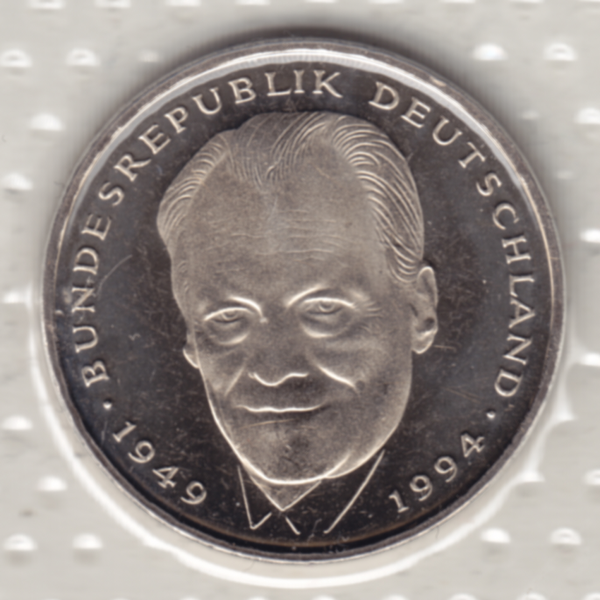 BRD-Deutschland A für Berlin 1997, 2 Deutsche Mark Gedenkmünze Willy Brandt Rückseite.png Quadratbild