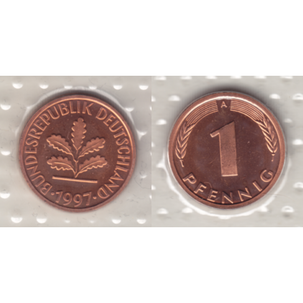 BRD-Deutschland A für Berlin 1997, 1 Deutscher Pfennig, VS+RS horizontal Farbe.png Quadratbild