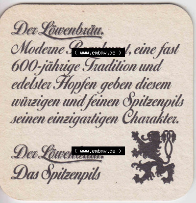 Bierdeckel Der Löwenbräu, ein Pils, so würzig und so fein, Löwenbräu München (3). Deutscher Katalog über deutsche Bierdeckel... Sammlung