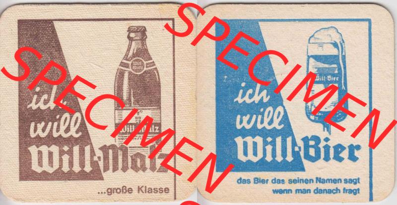 Bierdeckel ich will Will-Bier, Will-Malz, Das Bier das seinen Namen sagt wenn man danach fragt (1). Deutscher Katalog über deutsche Bierdeckel Will-Bräu aus Bundesland... Sammlung