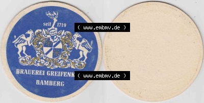 Bierdeckel Brauerei Greifenklau, Bamberg, seit 1719 (1). Deutscher Katalog über deutsche Bierdeckel Brauerei Greifenklau aus... Sammlung