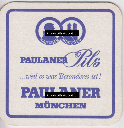 Bierdeckel Paulaner Pils, weil es was was Besonderes ist, Genieß das Bier, das alle Tage frönt (2). Deutscher Katalog über... Sammlung