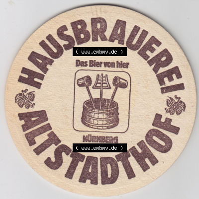 Bierdeckel Hausbrauerei Altstadthof, Das Bier von hier Nürnberg (2). Deutscher Katalog über deutsche Bierdeckel Hausbrauerei... Sammlung