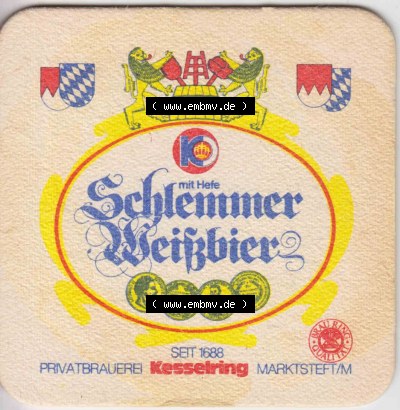 Bierdeckel Kesselring Pils, Seit 1688, mit Hefe SChlemmer Weißbier (3). Deutscher Katalog über deutsche Bierdeckel Brauerei... Sammlung
