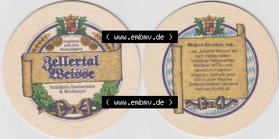 Bierdeckel Eingebraut nach dem Reinheitsgebot, Zellertal Weisse, Schloßbräu Drachselsried R. Bruckmayer (1). Deutscher Katalog... Sammlung