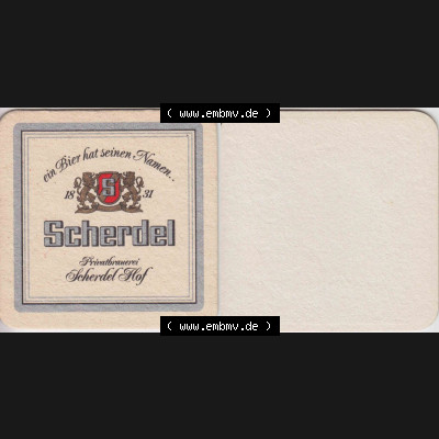 Bierdeckel ein Bier hat seinen Namen, Scherdel Privatbrauerei Scherdel Hof (1). Deutscher Katalog über deutsche Bierdeckel Privatbrauerei Scherdel Hof aus Bundesland Bayern... Sammlung