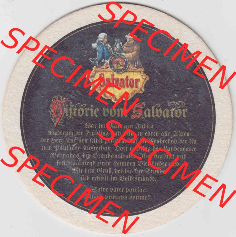Bierdeckel Paulaner München Salvator, Historie vom Salvator (3). Deutscher Katalog über deutsche Bierdeckel Paulaner Brauerei aus Bundesland Bayern zum katalogisieren und... Sammlung
