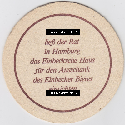 Bierdeckel Einbecker Bier schon im 14. Jahrhundert (2). Deutscher Katalog über deutsche Bierdeckel Einbecker Brauhaus aus Bundesland... Sammlung