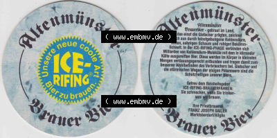Bierdeckel Altenmünster Brauer Bier, Unsere neue coole Art Bier zu brauen ICE-Rifing (1). Deutscher Katalog über deutsche Bierdeckel... Sammlung