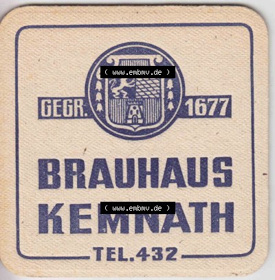Bierdeckel Gegr, 1677, Brauhaus Kemnath, Pilsner Kemgold Dunkel (2). Deutscher Katalog über deutsche Bierdeckel Brauhaus Kemnath... Sammlung