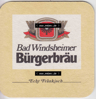 Bierdeckel Bad Windsheimer Bürgerbräu, Echt Fränkisch (3). Deutscher Katalog über deutsche Bierdeckel Bad Windsheimer Bürgerbräu... Sammlung