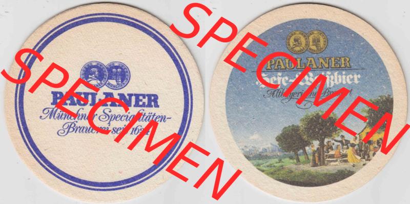 Bierdeckel Paulaner, Münchener Spezialitäten, Brauerei seit 1634 (1). Deutscher Katalog über deutsche Bierdeckel Paulaner Brauerei aus Bundesland Bayern zum... Sammlung