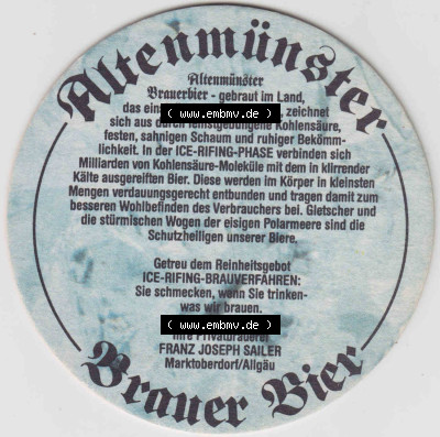 Bierdeckel Altenmünster Brauer Bier, Unsere neue coole Art Bier zu brauen ICE-Rifing (3). Deutscher Katalog über deutsche Bierdeckel... Sammlung