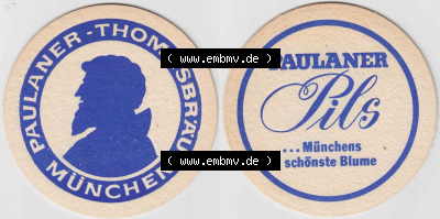 Bierdeckel Paulaner Thomasbräu, Pils ... Münchens schönste Blume (1). Deutscher Katalog über deutsche Bierdeckel Paulaner... Sammlung