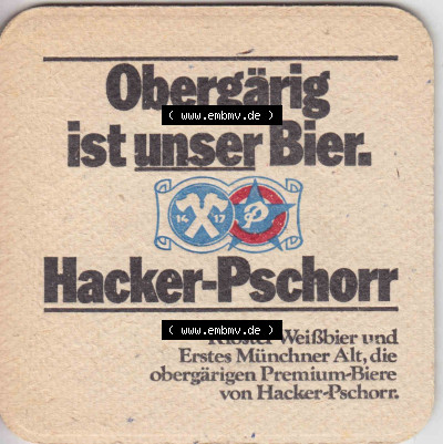 Bierdeckel Hacker-Pschorr, Kloster Weißbier, Erstes Münchener Alt, Obergärig ist unser Bier (2). Deutscher Katalog über deutsche... Sammlung
