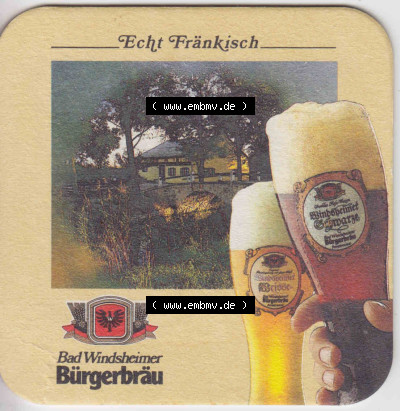 Bierdeckel Bad Windsheimer Bürgerbräu, Echt Fränkisch (2). Deutscher Katalog über deutsche Bierdeckel Bad Windsheimer Bürgerbräu... Sammlung