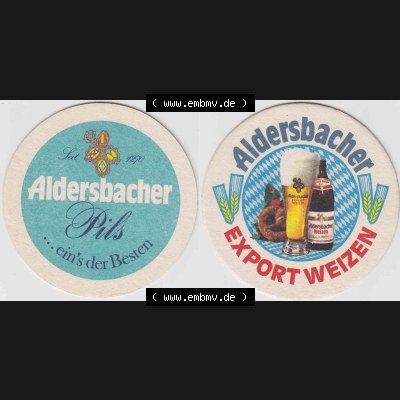 Bierdeckel Aldersbacher Pils, ... eins der Besten, Export Weizen (1). Deutscher Katalog über deutsche Bierdeckel Brauerei Aldersbach aus Bundesland... Sammlung