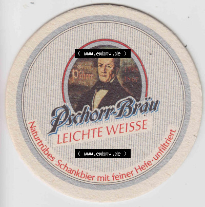 Bierdeckel Pschorr-Bräu, Leichte Weisse von Hacker-Pschorr (2). Deutscher Katalog über deutsche Bierdeckel Hacker-Pschorr Bräu... Sammlung