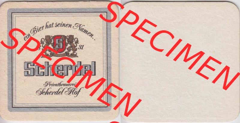 Bierdeckel ein Bier hat seinen Namen, Scherdel Privatbrauerei Scherdel Hof (1). Deutscher Katalog über deutsche Bierdeckel Privatbrauerei Scherdel Hof aus Bundesland Bayern... Sammlung