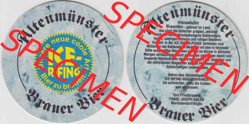 Bierdeckel Altenmünster Brauer Bier, Unsere neue coole Art Bier zu brauen ICE-Rifing (1). Deutscher Katalog über deutsche Bierdeckel Altenmünster Brauerei aus Bundesland... Sammlung
