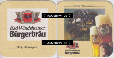 Bierdeckel Bad Windsheimer Bürgerbräu, Echt Fränkisch (1). Deutscher Katalog über deutsche Bierdeckel Bad Windsheimer Bürgerbräu... Sammlung
