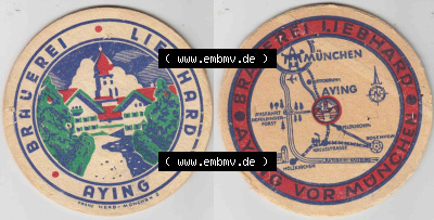 Bierdeckel Brauerei Liebhart Aying vor München (1). Deutscher Katalog über deutsche Bierdeckel Brauerei Aying aus Bundesland... Sammlung