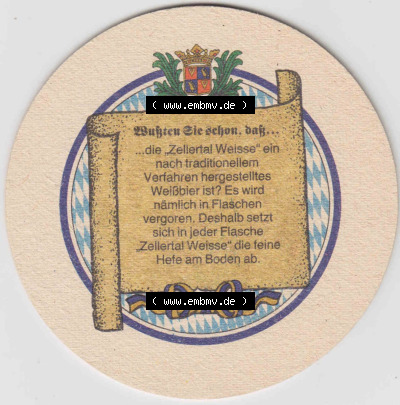 Bierdeckel Eingebraut nach dem Reinheitsgebot, Zellertal Weisse, Schloßbräu Drachselsried R. Bruckmayer (3). Deutscher Katalog... Sammlung