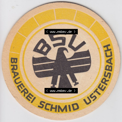 Bierdeckel BSU, Brauerei Schmid Ustersbach, leicht edelherb spritzig gut (1). Deutscher Katalog über deutsche Bierdeckel Brauerei... Sammlung