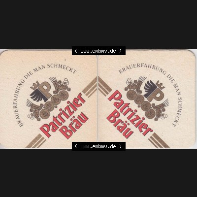 Bierdeckel Patrizier-Bräu, Brauerfahrung die Man schmeckt (1). Deutscher Katalog über deutsche Bierdeckel Patrizier Bräu aus Bundesland Bayern zum katalogisieren und... Sammlung