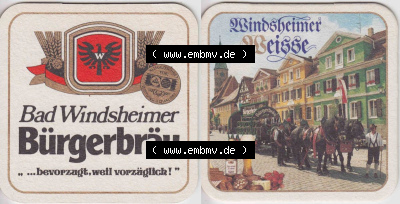 Bierdeckel Bad Windsheimer Bürgerbräu, bevorzugt, weil vorzüglich (1). Deutscher Katalog über deutsche Bierdeckel Bad Windsheimer... Sammlung