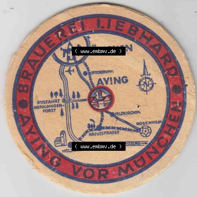 Bierdeckel Brauerei Liebhart Aying vor München (3). Deutscher Katalog über deutsche Bierdeckel Brauerei Aying aus Bundesland... Sammlung