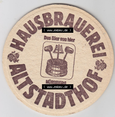 Bierdeckel Hausbrauerei Altstadthof, Das Bier von hier Nürnberg (1). Deutscher Katalog über deutsche Bierdeckel Hausbrauerei... Sammlung
