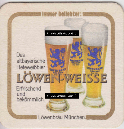 Bierdeckel Das altbayrische Hefeweißbier Löwen-Weiße, Erfrischend und bekömmlich (2). Deutscher Katalog über deutsche Bierdeckel... Sammlung