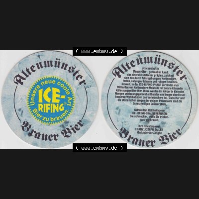 Bierdeckel Altenmünster Brauer Bier, Unsere neue coole Art Bier zu brauen ICE-Rifing (1). Deutscher Katalog über deutsche Bierdeckel Altenmünster Brauerei aus Bundesland... Sammlung