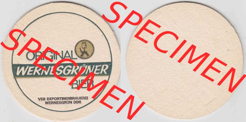 Bierdeckel Original Wernesgrüner Bier VEB Exportbierbrauerei Wernesgrün DDR (1). Deutscher Katalog über deutsche Bierdeckel Wernesgrüner Brauerei aus Bundesland Bayern... Sammlung